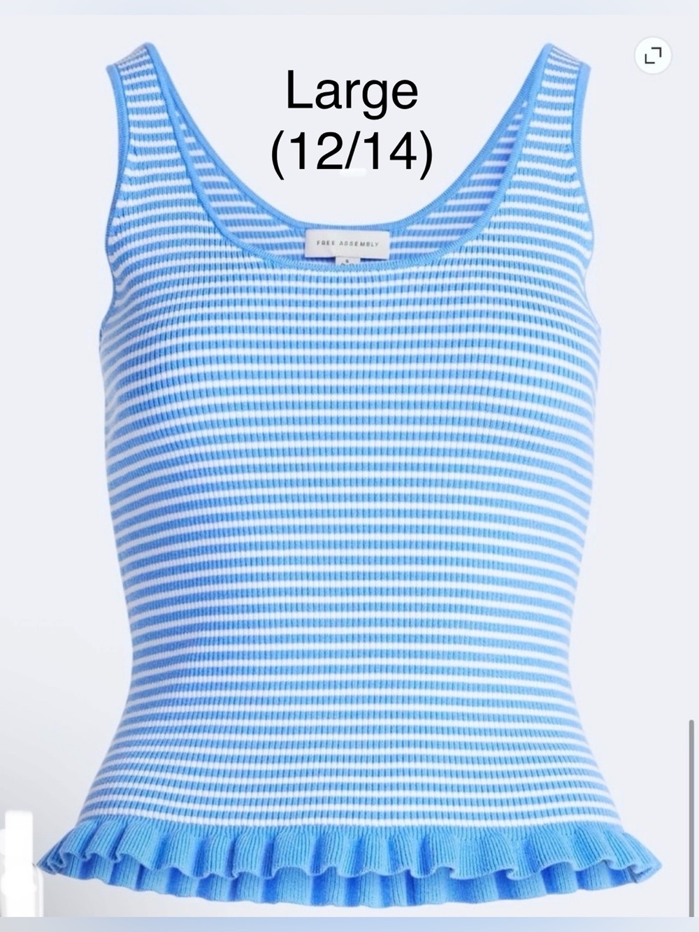 Free Assembly Women's Ruffle Hem Knit Tank Top (L)